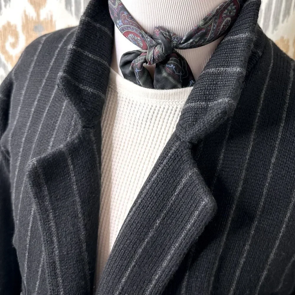 Vtg Polo Ralph Lauren Chalk Stripe Cashmere Double Breasted Blazer Knit Cardigan